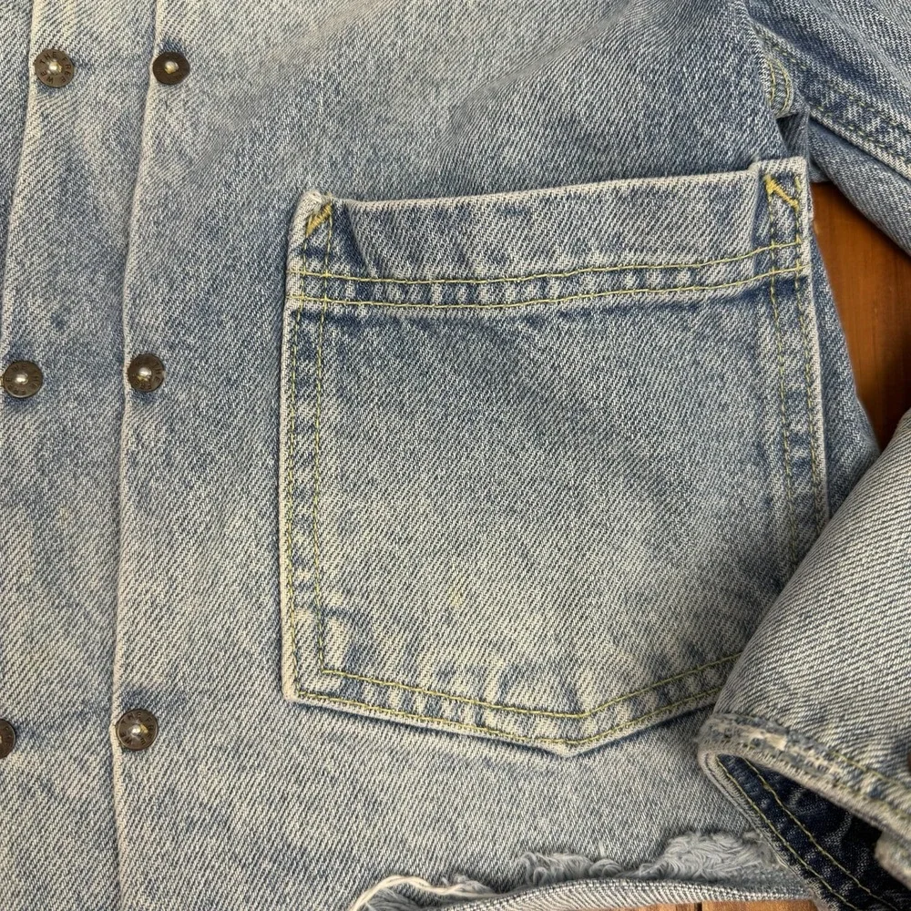 Free People Dillon Frayed Denim Jean Jacket Jasmine Wash Size Small - Picture 7 of 13